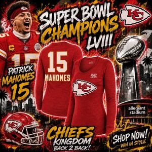 Majestic Threads Kansas City Chiefs Patrick Mahomes Super Bowl LIX Shirt Red SM